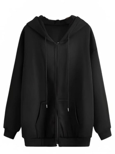 black zip up hoodie